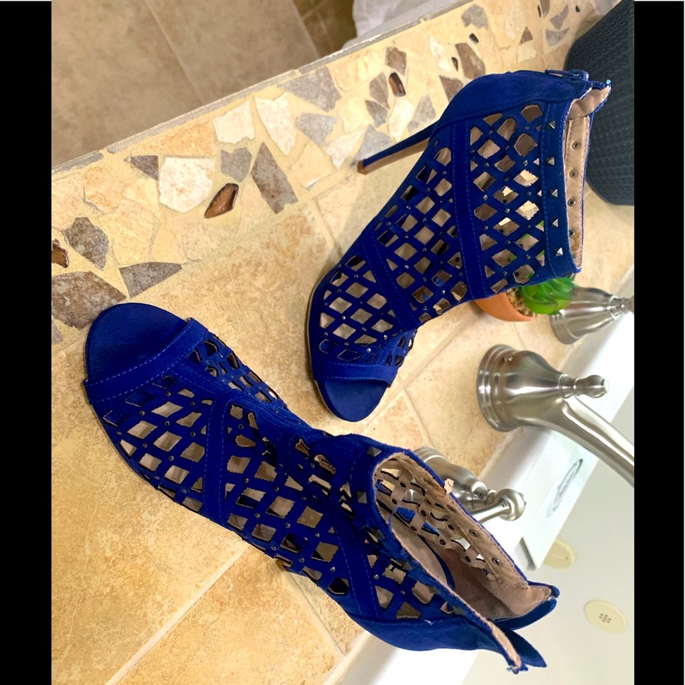 Justfab 4.5” Royal Blue caged Heels